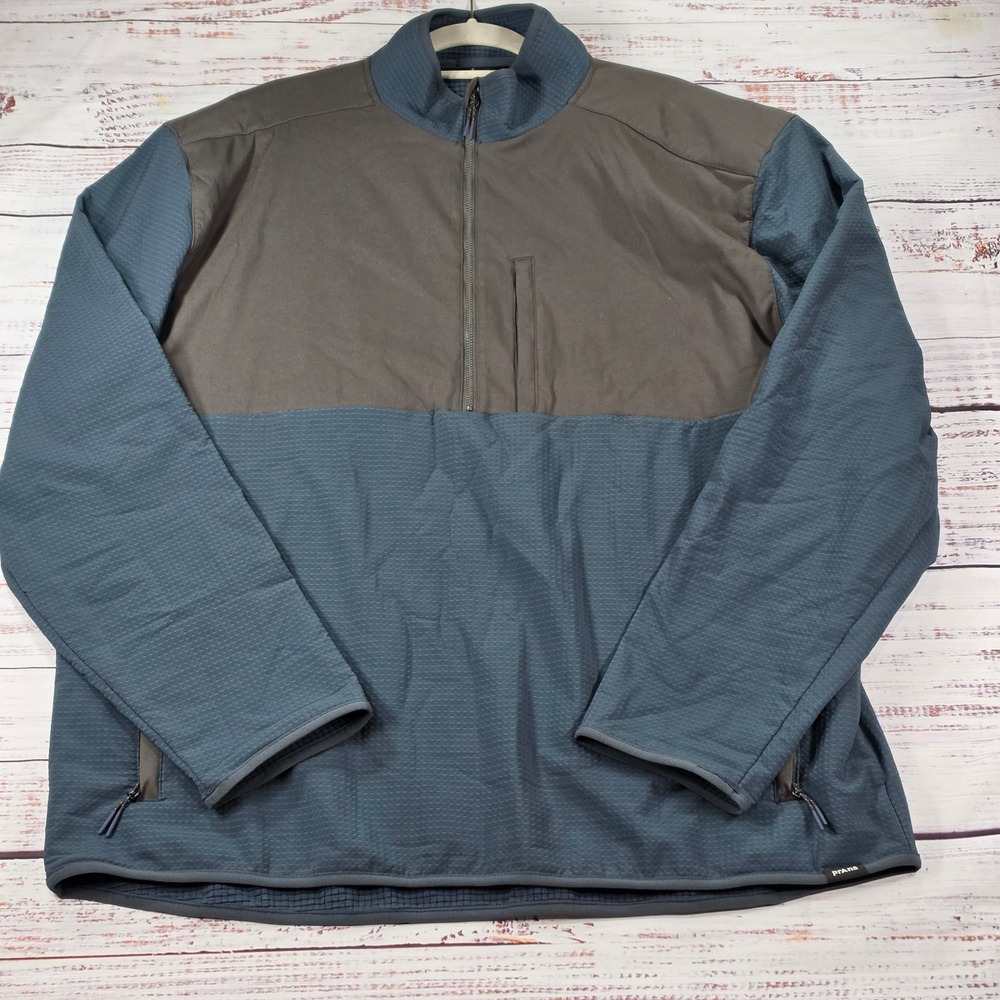 Prana Quarter Zip Pullover Mens XXL Blue Gray Excellent Grid Fleece Active